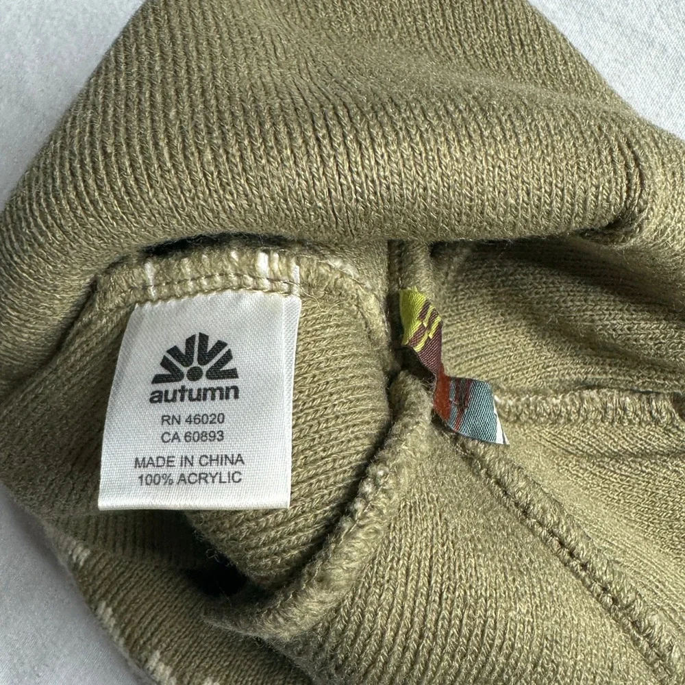 Autumn Soul Camo Knit Beanie Chinchilla Olive Green Abstract Print Hat One Size